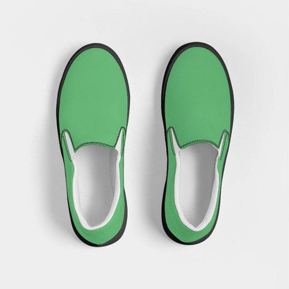 Medium-Light Medium Green Women's Slip-On Canvas Sneakers (G-ME-ML) - Top