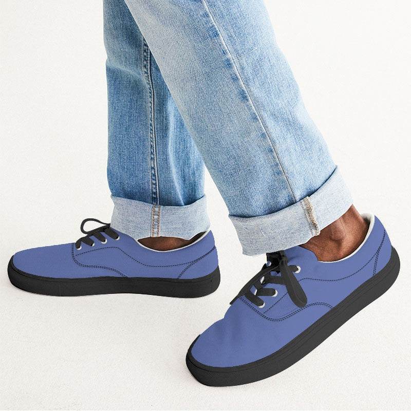 Medium-Light Medium Indigo Men's Canvas Sneakers (I-ME-ML) - Man CloseUp