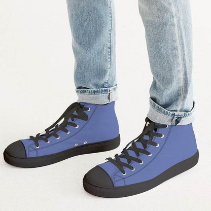 Medium-Light Medium Indigo Men's High-Top Canvas Sneakers (I-ME-ML) - Man CloseUp