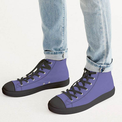 Medium-Light Medium Indigo Men's High-Top Canvas Sneakers (PUI2-ME-ML) - Man CloseUp