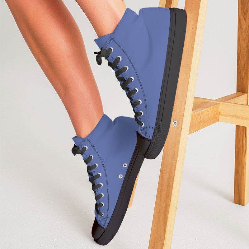 Medium-Light Medium Indigo Women's High-Top Canvas Sneakers (I-ME-ML) - Woman CloseUp