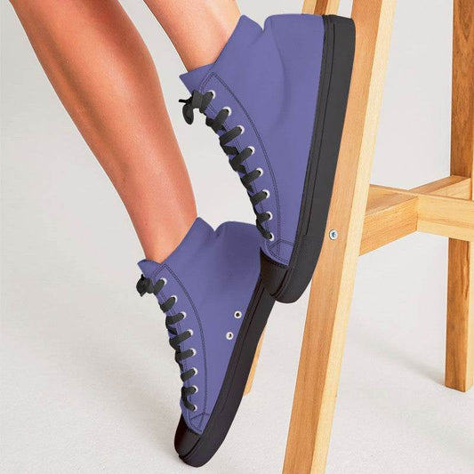 Medium-Light Medium Indigo Women's High-Top Canvas Sneakers (PUI2-ME-ML) - Woman CloseUp