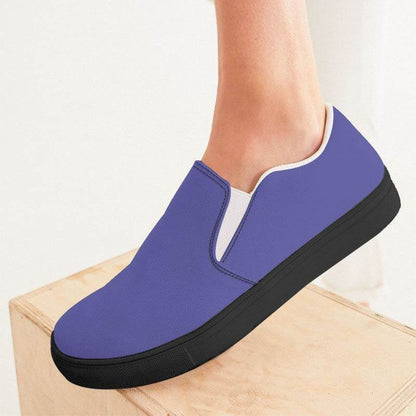 Medium-Light Medium Indigo Women's Slip-On Canvas Sneakers (PUI2-ME-ML) - Woman CloseUp
