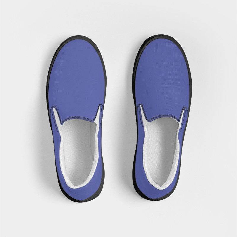 Medium-Light Medium Indigo Women's Slip-On Canvas Sneakers (PUI3-ME-ML) - Top