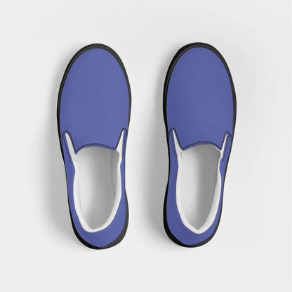 Medium-Light Medium Indigo Women's Slip-On Canvas Sneakers (PUI3-ME-ML) - Top