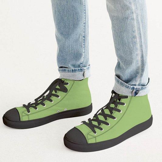 Medium-Light Medium Lime Men's High-Top Canvas Sneakers (GL3-ME-ML) - Man CloseUp