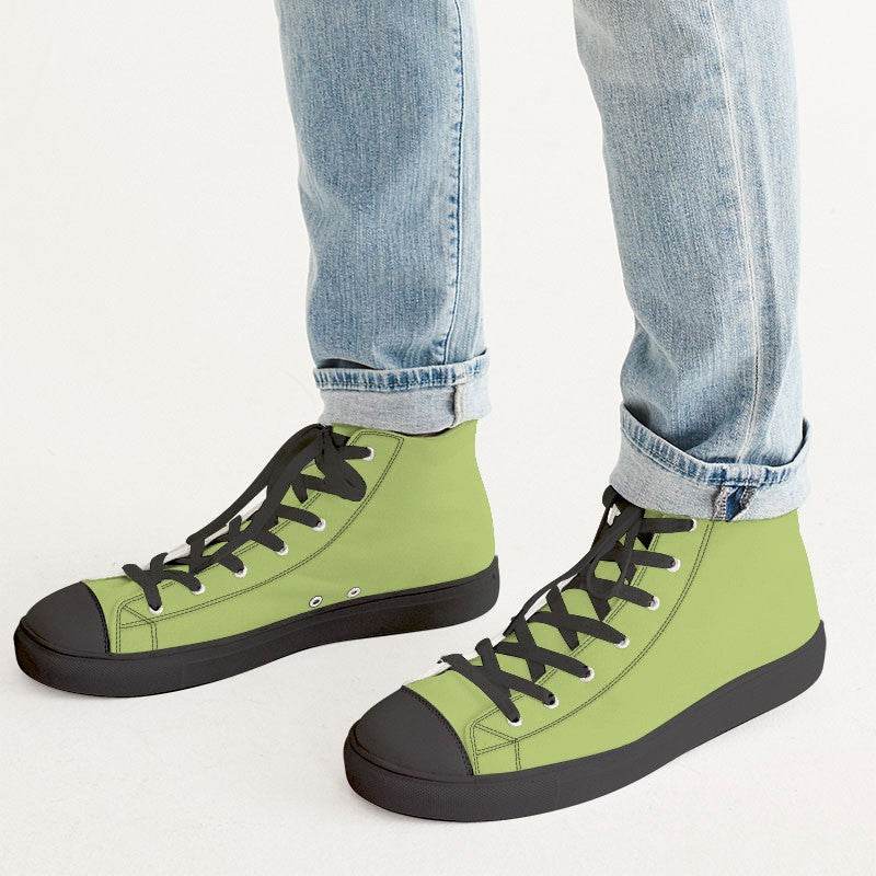 Medium-Light Medium Lime Men's High-Top Canvas Sneakers (L-ME-ML) - Man CloseUp