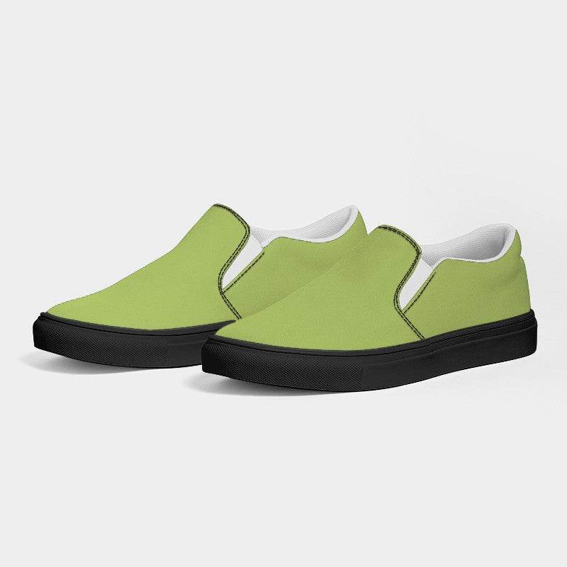 Medium-Light Medium Lime Men's Slip-On Canvas Sneakers (L-ME-ML) - Side 3