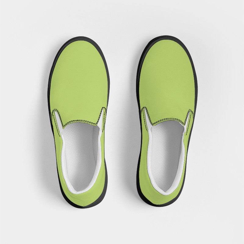 Medium-Light Medium Lime Men's Slip-On Canvas Sneakers (L-ME-ML) - Top