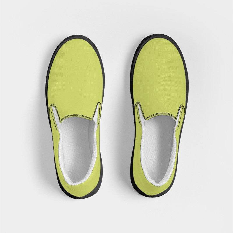 Medium-Light Medium Lime Men's Slip-On Canvas Sneakers (LY1-ME-ML) - Top