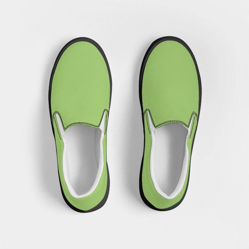 Medium-Light Medium Lime Women's Slip-On Canvas Sneakers (GL3-ME-ML) - Top