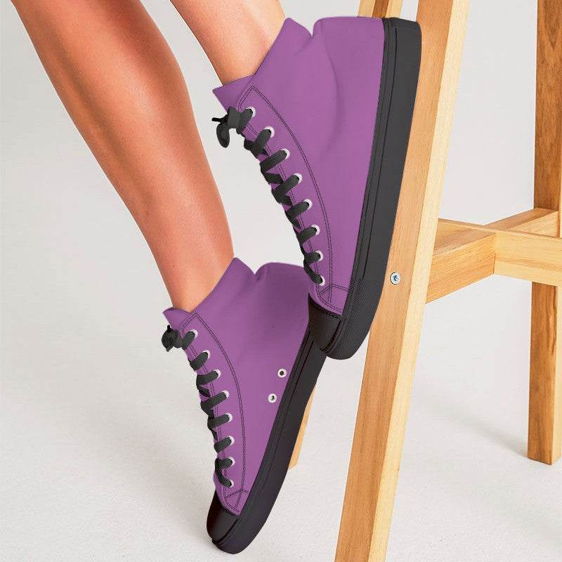 Medium-Light Medium Magenta Women's High-Top Canvas Sneakers (M-ME-ML) - Woman CloseUp
