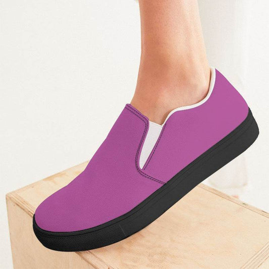 Medium-Light Medium Magenta Women's Slip-On Canvas Sneakers (PIM3-ME-ML) - Woman CloseUp