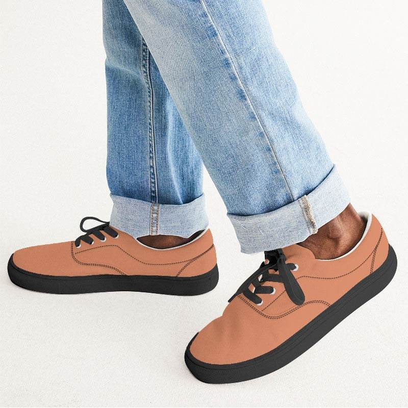 Medium-Light Medium Orange Men's Canvas Sneakers (OR2-ME-ML) - Man CloseUp