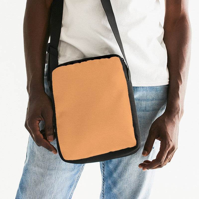 Medium-Light Medium Orange Messenger Pouch (O-ME-ML) - Man Front CloseUp