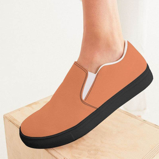 Medium-Light Medium Orange Women's Slip-On Canvas Sneakers (OR2-ME-ML) - Woman CloseUp