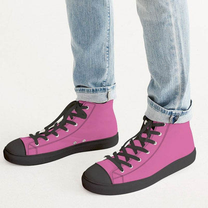 Medium-Light Medium Pink Men's High-Top Canvas Sneakers (PIM1-ME-ML) - Man CloseUp