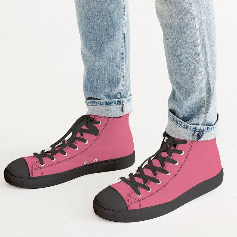 Medium-Light Medium Pink Men's High-Top Canvas Sneakers (RPI3-ME-ML) - Man CloseUp