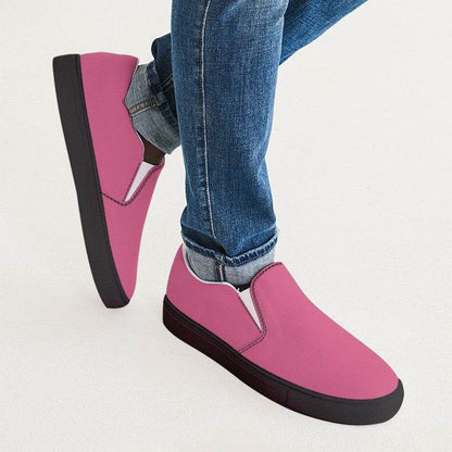 Medium-Light Medium Pink Men's Slip-On Canvas Sneakers (PI-ME-ML) - Man CloseUp