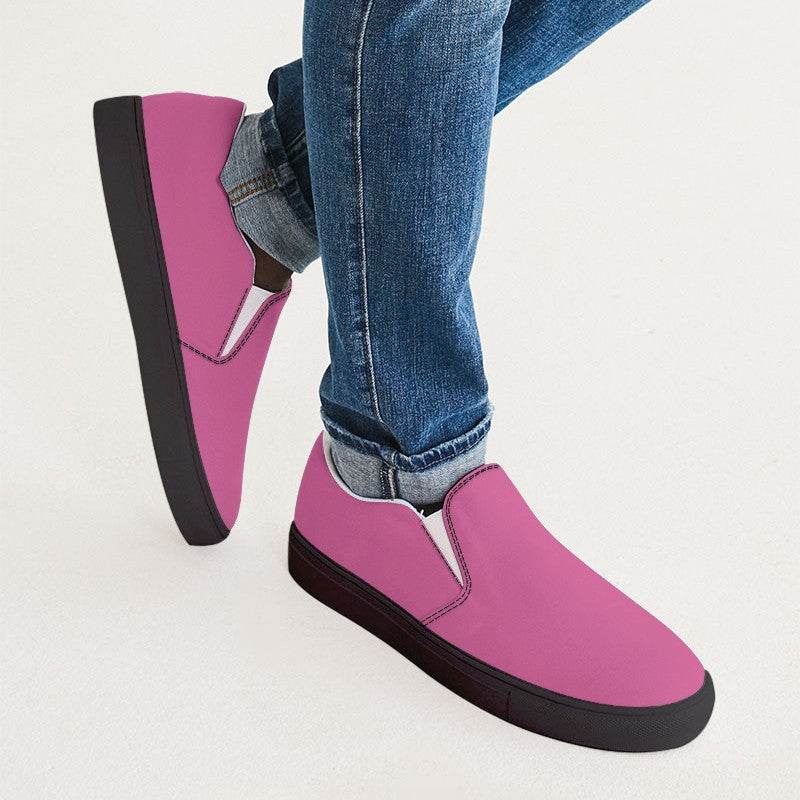 Medium-Light Medium Pink Men's Slip-On Canvas Sneakers (PIM1-ME-ML) - Man CloseUp
