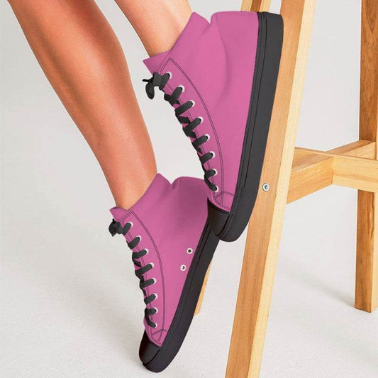 Medium-Light Medium Pink Women's High-Top Canvas Sneakers (PIM1-ME-ML) - Woman CloseUp