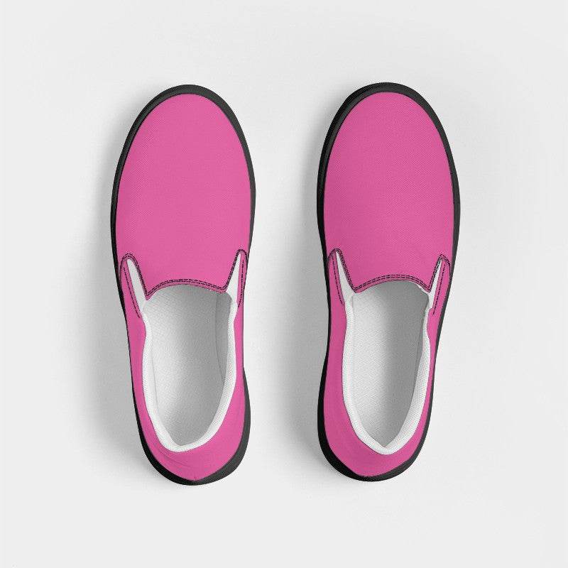 Medium-Light Medium Pink Women's Slip-On Canvas Sneakers (PIM1-ME-ML) - Top
