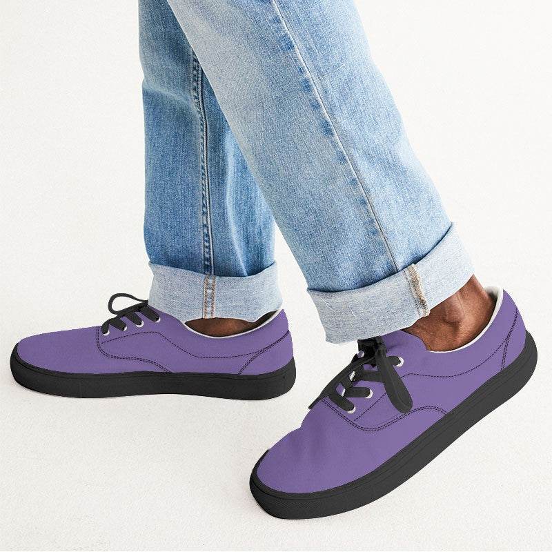 Medium-Light Medium Purple Men's Canvas Sneakers (PU-ME-ML) - Man CloseUp