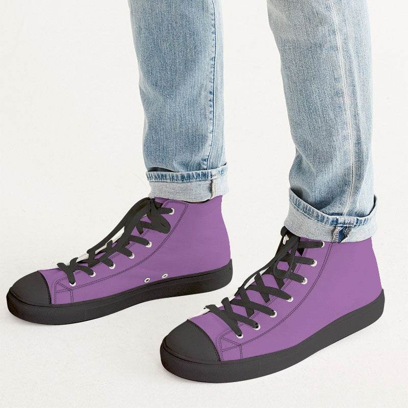 Medium-Light Medium Purple Men's High-Top Canvas Sneakers (MPU1-ME-ML) - Man CloseUp