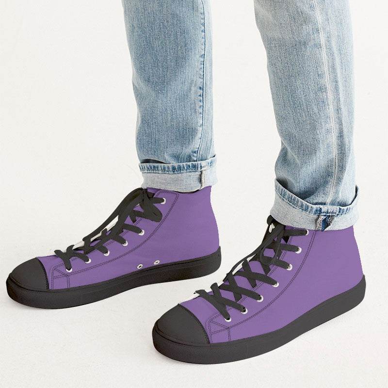 Medium-Light Medium Purple Men's High-Top Canvas Sneakers (MPU3-ME-ML) - Man CloseUp