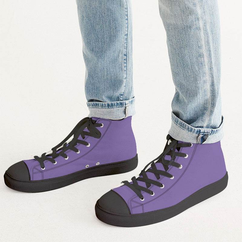 Medium-Light Medium Purple Men's High-Top Canvas Sneakers (PU-ME-ML) - Man CloseUp