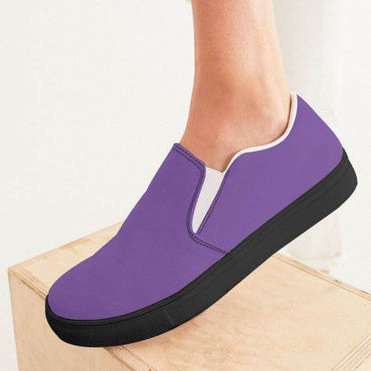 Medium-Light Medium Purple Women's Slip-On Canvas Sneakers (MPU3-ME-ML) - Woman CloseUp