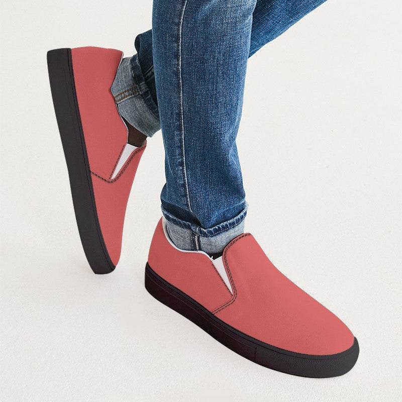 Medium-Light Medium Red Men's Slip-On Canvas Sneakers (RPI1-ME-ML) - Man CloseUp