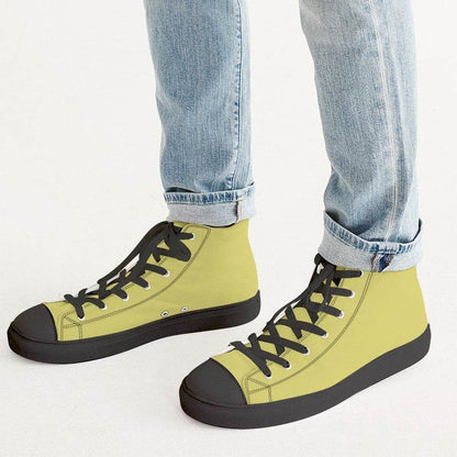 Medium-Light Medium Yellow Men's High-Top Canvas Sneakers (LY2-ME-ML) - Man CloseUp