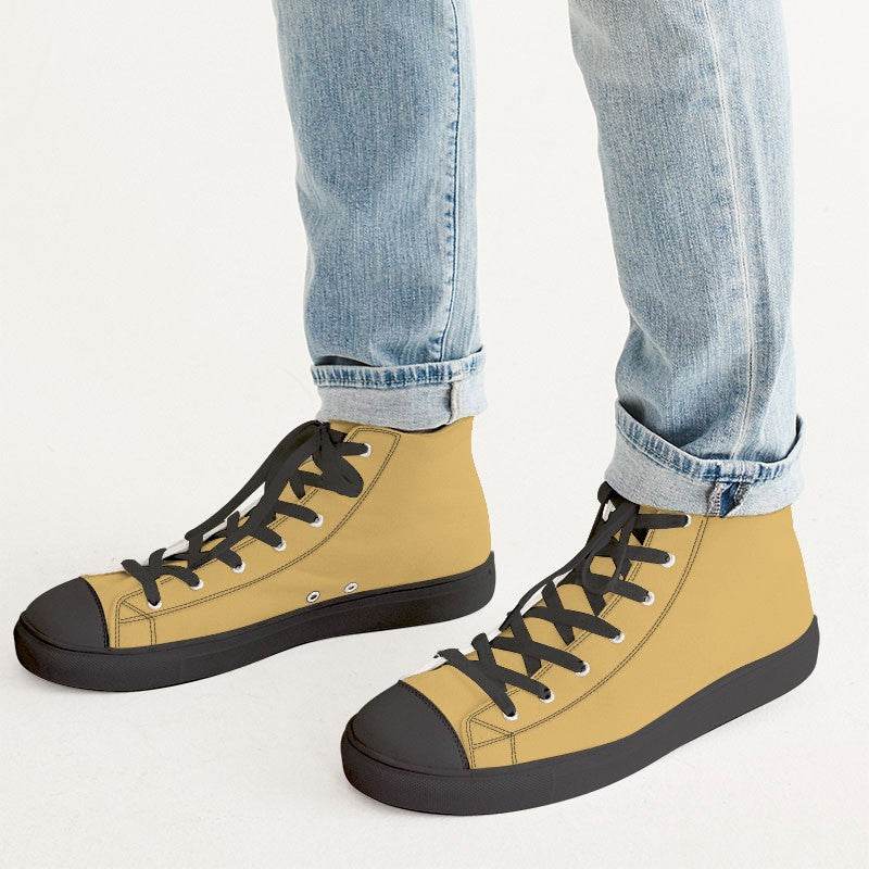 Medium-Light Medium Yellow Men's High-Top Canvas Sneakers (YO1-ME-ML) - Man CloseUp