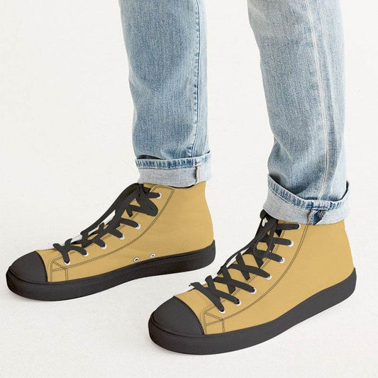 Medium-Light Medium Yellow Men's High-Top Canvas Sneakers (YO1-ME-ML) - Man CloseUp