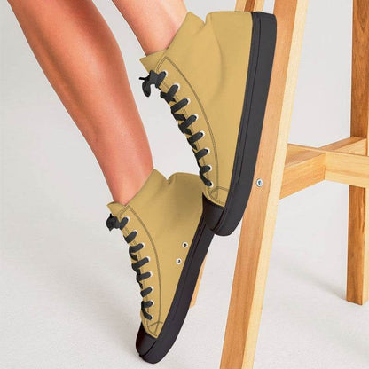 Medium-Light Medium Yellow Women's High-Top Canvas Sneakers (YO1-ME-ML) - Woman CloseUp