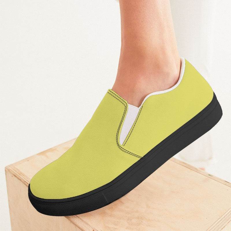 Medium-Light Medium Yellow Women's Slip-On Canvas Sneakers (LY2-ME-ML) - Woman CloseUp