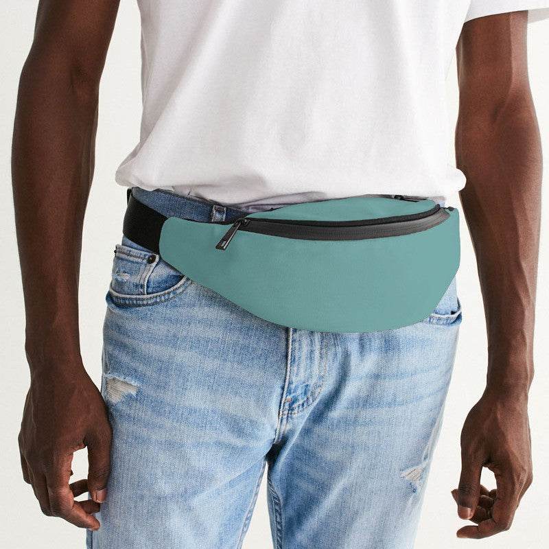 Medium-Light Muted Blue-Green Belt Bag (CBG2-MU-ML) - Man Front CloseUp