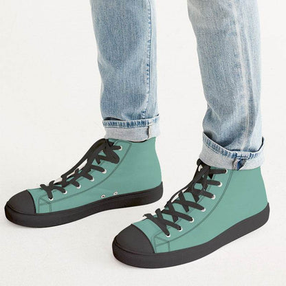Medium-Light Muted Blue-Green Men's High-Top Canvas Sneakers (BG-MU-ML) - Man CloseUp