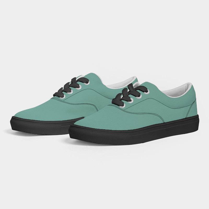 Medium-Light Muted Blue-Green Women's Canvas Sneakers (BG-MU-ML) - Side 3