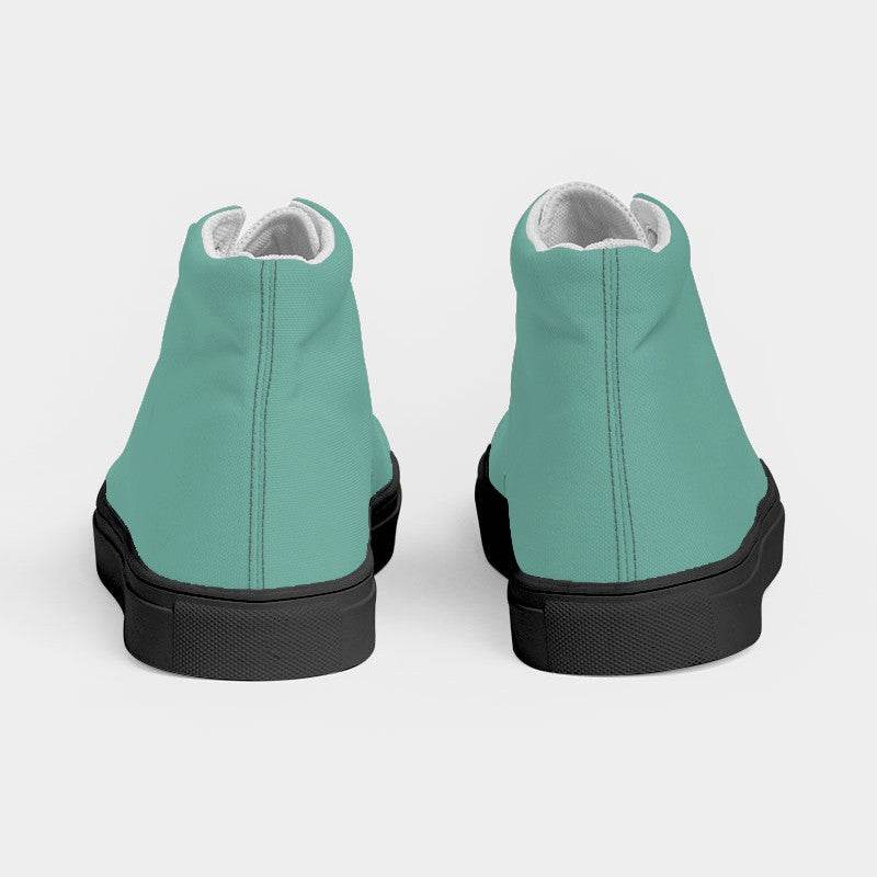 Medium-Light Muted Blue-Green Women's High-Top Canvas Sneakers (BG-MU-ML) - Back