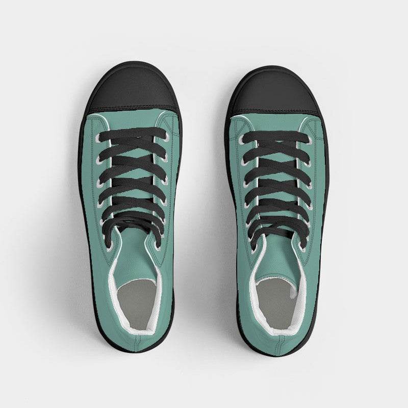 Medium-Light Muted Blue-Green Women's High-Top Canvas Sneakers (BG-MU-ML) - Top