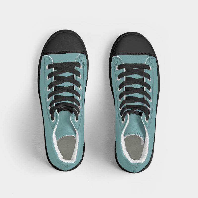 Medium-Light Muted Blue-Green Women's High-Top Canvas Sneakers (CBG2-MU-ML) - Top