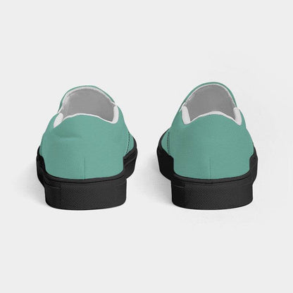 Medium-Light Muted Blue-Green Women's Slip-On Canvas Sneakers (BG-MU-ML) - Back