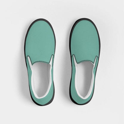 Medium-Light Muted Blue-Green Women's Slip-On Canvas Sneakers (BG-MU-ML) - Top
