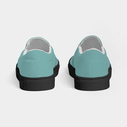 Medium-Light Muted Blue-Green Women's Slip-On Canvas Sneakers (CBG2-MU-ML) - Back