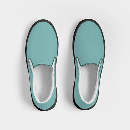 Medium-Light Muted Blue-Green Women's Slip-On Canvas Sneakers (CBG2-MU-ML) - Top