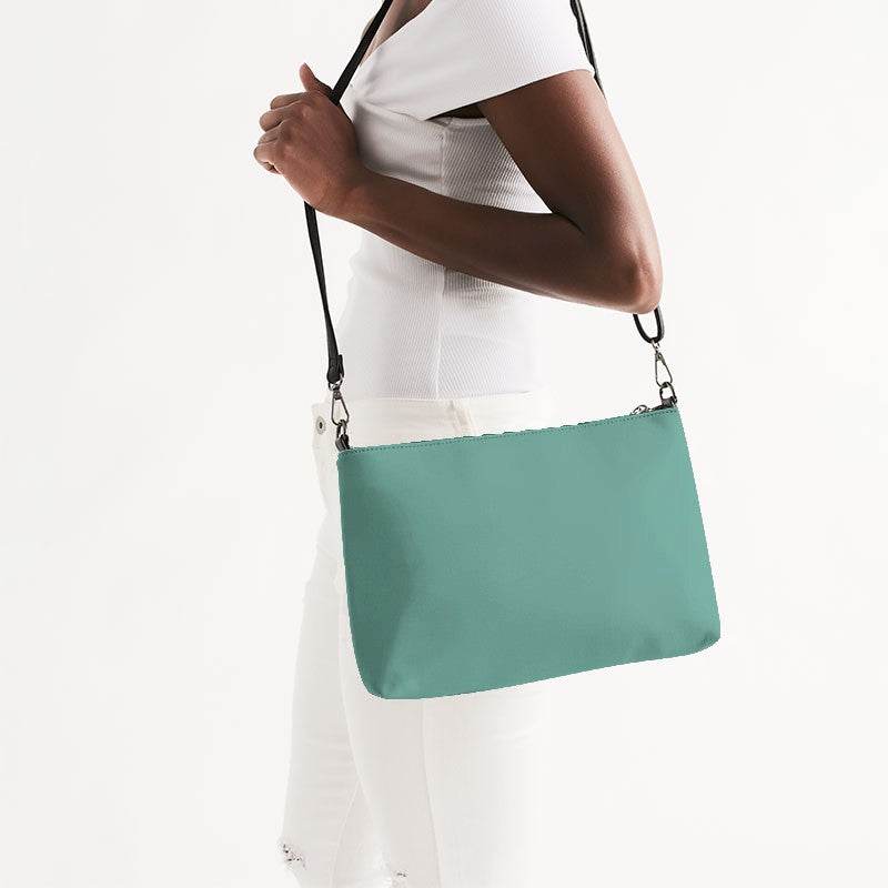 Medium-Light Muted Blue-Green Zip Pouch (BG-MU-ML) - Side CloseUp