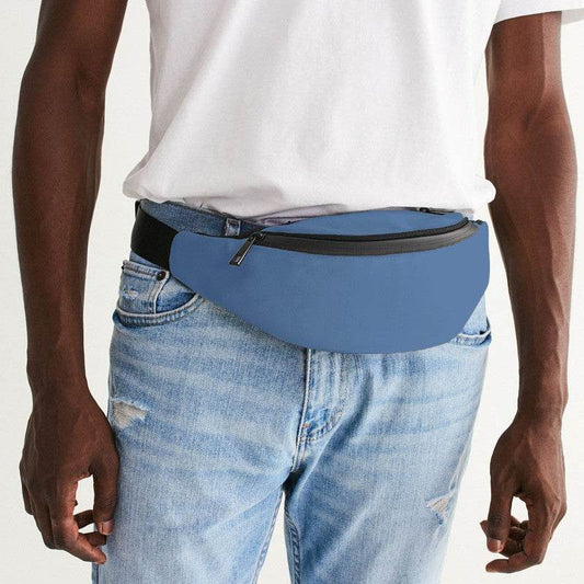 Medium-Light Muted Blue Belt Bag (IB2-MU-ML) - Man Front CloseUp