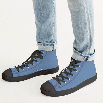Medium-Light Muted Blue Men's High-Top Canvas Sneakers (IB2-MU-ML) - Man CloseUp